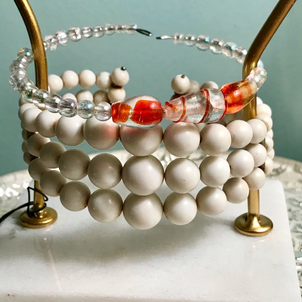 2 Ladies Adjustable Wrap Wire Glass Beads Beaded Bracelet Combo Dressy Casual